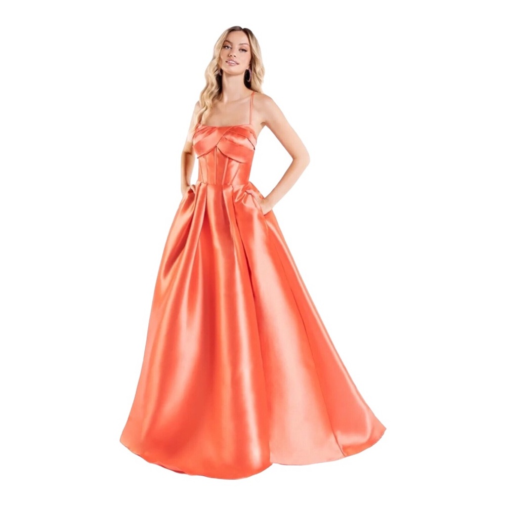 ABBY PARIS #90185 PROM AND EVENING BY LUCCI LU orange taffeta size 4